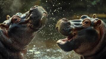 Young Massive River Animals Mastering Prominent Territory Signs photo