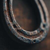 A bright polished horseshoe with beautiful old fashioned rustic accents photo