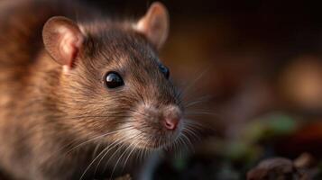 A city dwelling brown rat explores a garden seeking sustenance photo