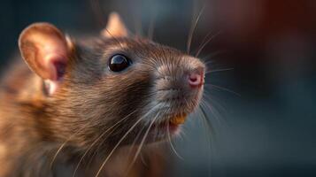 A brown rat with fruit securely held in its mouth shows care photo