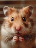 A cute rodent with bulging cheek pouches from hoarding tasty treats photo