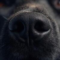 A detailed close shot of minute dust on a dogs parched nose photo