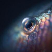 A minuscule bubble on the fine gill filaments of a fish photo