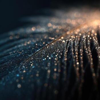 A light feather ensnared by a gleaming sticky spider constructed web photo