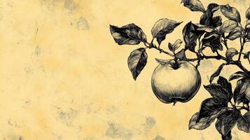 Vintage apple branch illustration photo