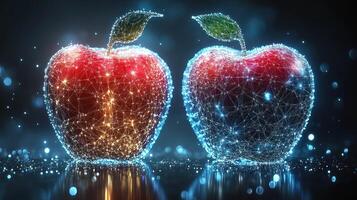 Two glowing apples, digital art photo
