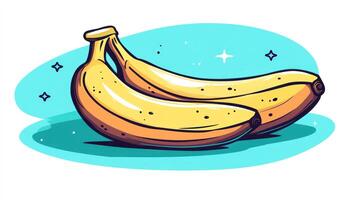 Two Bananas on a Teal Background photo