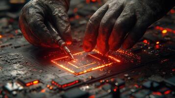 Technician soldering circuit board 1 photo