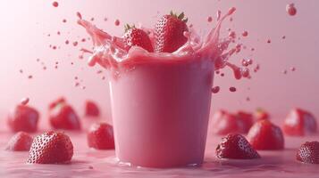 Strawberry smoothie splash photo