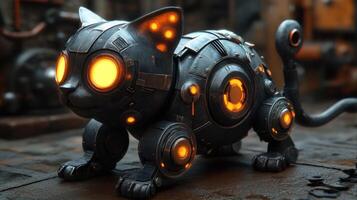 Steampunk robot cat photo