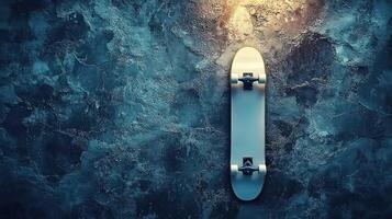 Skateboard on a textured wall photo