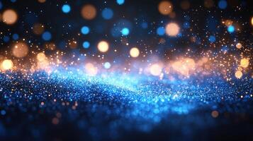 Sparkling blue and gold abstract background photo