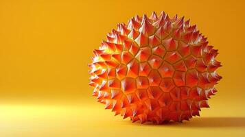Spiky orange fruit sphere on a gradient background photo