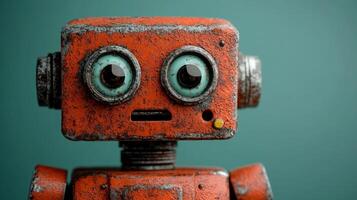Rusty robot head close-up photo