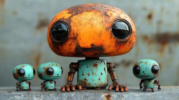 Rusty robot family portrait photo