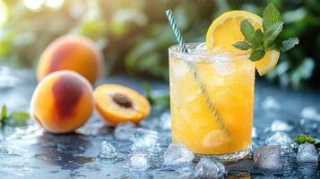 Refreshing peach iced tea photo