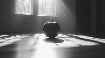 Single apple bathed in sunlight photo