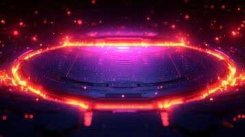 Sci-fi circular portal glowing with vibrant energy photo