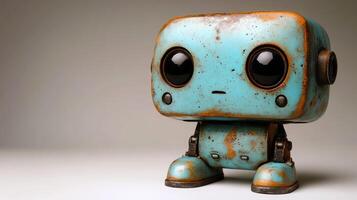 Rusty blue robot toy figurine photo
