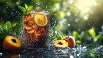 Refreshing Iced Tea with Peach and Lemon photo