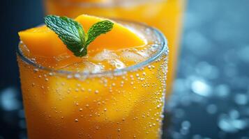 Refreshing peach iced drink photo