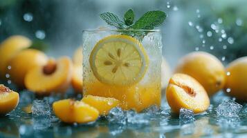 Refreshing Peach and Lemon Iced Drink photo