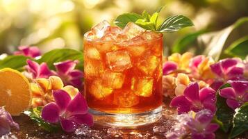 Refreshing iced tea drink photo