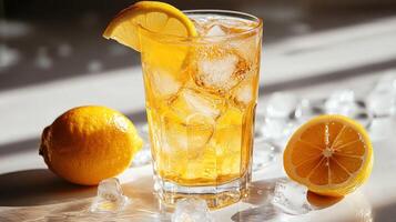 Refreshing iced lemon drink photo