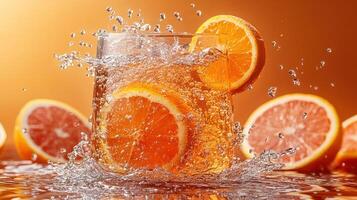 Refreshing citrus drink splash photo