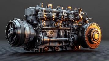 Powerful engine, detailed components photo