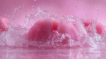 Pink spheres in water splashes photo