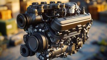 Powerful engine close up view photo