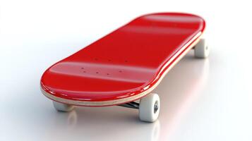 Red skateboard on white background photo