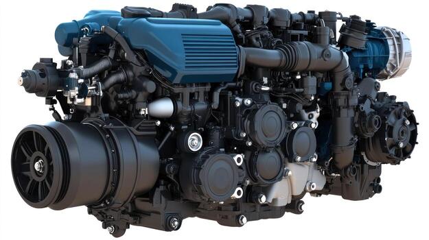 Powerful marine engine, intricate design photo