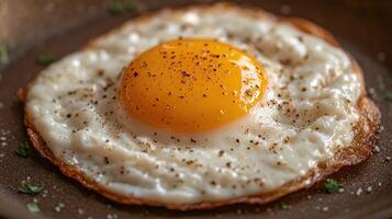 Perfectly cooked fried egg with herb photo