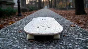 Mini skateboard on park path photo