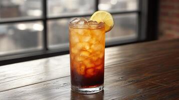 Iced tea drink with lemon photo