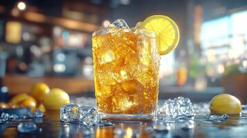 Iced tea with lemon photo