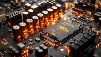High-tech circuit board close-up photo