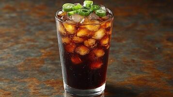 Iced soda with scallions photo