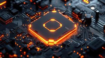 High-tech processor on circuit board photo