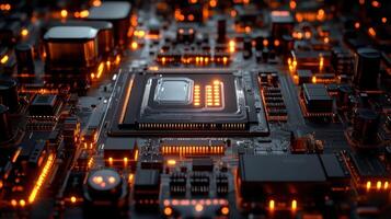 High-tech CPU on circuit board photo