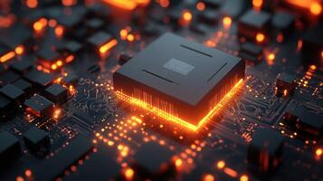 High-tech processor on circuit board rev two photo