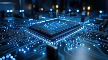 High-tech CPU on circuit board rev four photo