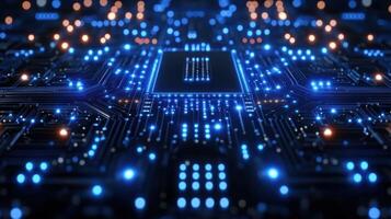 High-tech circuit board with glowing components ver six photo