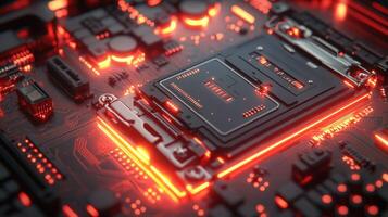 High tech circuit board close-up photo