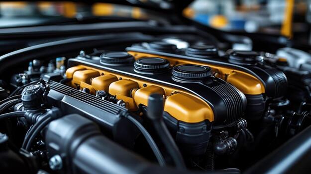 High-performance vehicle engine photo