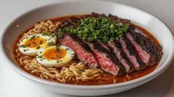 Gourmet Ramen with Steak and Egg photo
