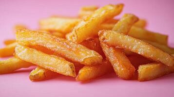 Golden crispy french fries pile photo