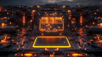 Futuristic technological city photo